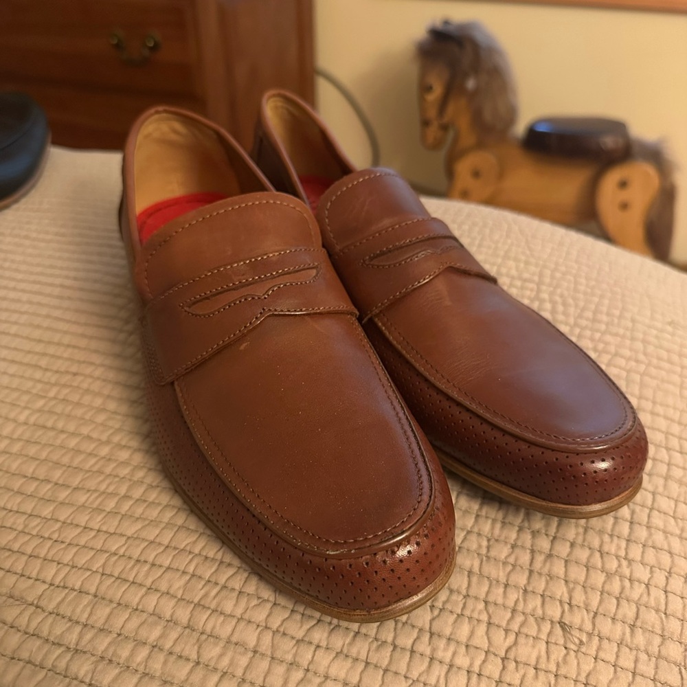 Alfani Brown Leather Slip-On Loafers